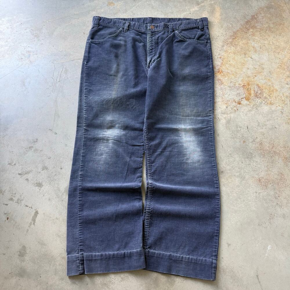 Vintage 70’s Faded Navy Blue Scovill Zip Bootcut Flare Corduroy Pants Size 38x28